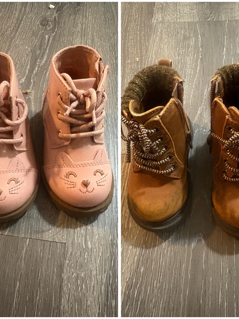 Toddler Boots Bundle - Pink Cat and Brown Faux Fur size 4